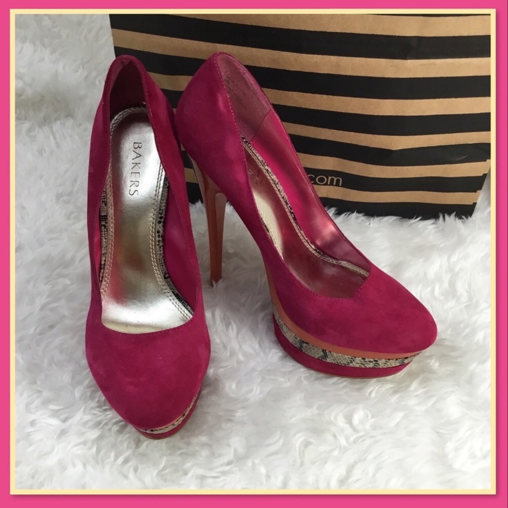 BAKERS PINK SUEDE WITH FAUX SNAKESKIN 9